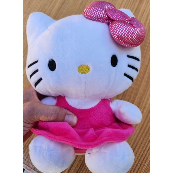 Hello Kitty Plush BANK Figural Piggy Bank Molded Plastic coin stopper 8" NWOT - Picture 1 of 9